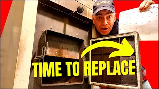 Replace a Door Gasket on a Wood Furnace  Make Your Stove More Efficient [upl. by Ahtis718]