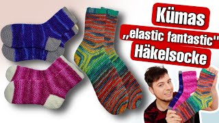 Kümas elastic fantastic Socken häkeln  Häkelsocke 🧦 toeup [upl. by Secnarf]