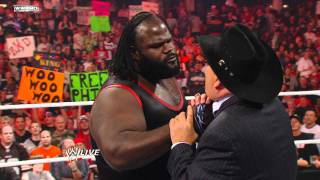 Raw  Mark Henry describes his World Heavyweight Title triumph to Jim Ross [upl. by Lamraj862]