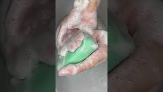 ASMR Washing off the bar of soap all the way to zero Long lathering of soap shorts [upl. by Griffis]