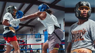 Shakur Stevenson KNOCKDOWN a Sparring partner w his Signature CHECK HOOK [upl. by Seve]