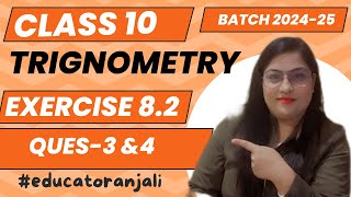 Class 10 Maths  Chapter 8  Exercise 82 Q3 and Q4  Trigonometry  NCERTGREENBoard [upl. by Atnohsal]