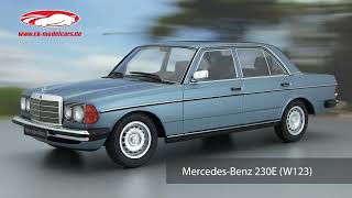 ckmodelcarsvideo MercedesBenz 230E W123 Baujahr 1975 hellblau metallic 118 KKScale [upl. by Anitirhc]