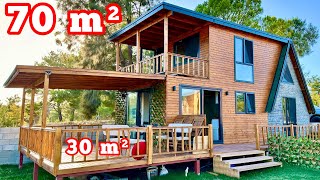 70 m² Ağaç Ev Turu ve Fiyatı  Tiny House değil Büyük Ahşap Ev  Wood House Her İle Teslim [upl. by Terrej715]