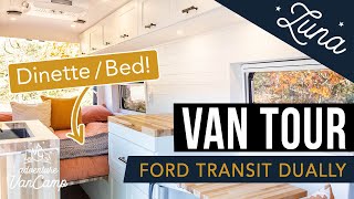 VAN TOUR  Ford Transit with Dinette Bed  Custom Van Build Conversion [upl. by Holman]