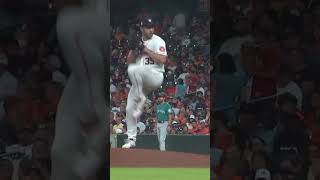 Justin Verlander Slow Motion Pitching Mechanics 3rd Base Side View [upl. by Aihsakal]