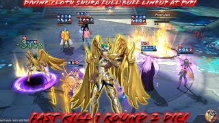 Saint Seiya Awakening KOTZ  Divine Cloth Shura Full Buff at PvP Easy Fast Kill 1 Round 2 Die [upl. by Fiore368]