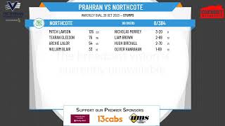 Victorian Premier Cricket  Kookaburra Mens Seconds  Round 3  Prahran v Northcote  Day 1 [upl. by Noxas]