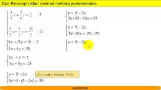 Metoda podstawiania z ułamkami  Układy równań  Matfiz24pl [upl. by Etnomaj42]