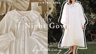 DIY Nightgown 🌘  Cottagecore Night Dress Sewing Tutorial With Pattern [upl. by Peatroy]