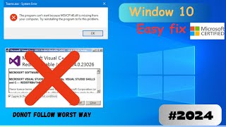 Fix MSVCP140dll Missing or Not Found In Windows 111087  2024 Updated Microsoft approved [upl. by Imac]