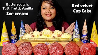 ASMR Eating Ice cream amp Cupcakes  Butterscotch Vanilla Tutti frutti Icecream Mukbang [upl. by Graff37]