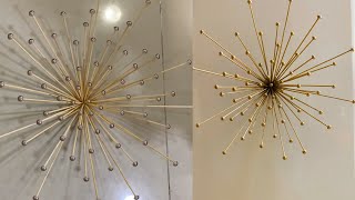 DIY  SKEWERS WALL ART  WALL DECOR  BURST WALL DECOR  CRAFT IDEAS WITH SKEWERS  HOME DECOR IDEAS [upl. by Pacifa]