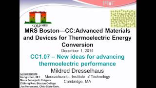 Mildred Dresselhaus  New Ideas for Advancing Thermoelectric Performance [upl. by Anaugahs697]