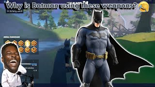 Batman using weapons on Fortnite What are they doing 😂😂 [upl. by Eidok]