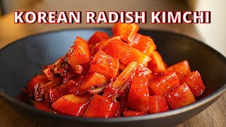 VEGAN KKAKDUGI RECIPE KOREAN RADISH KIMCHI [upl. by Einra]