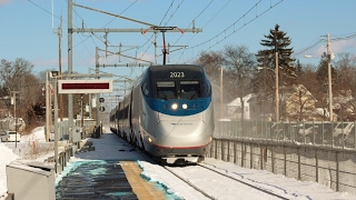 FAST Amtrak Trains Kicking Up Snow [upl. by Ennayr720]