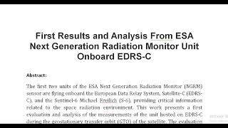 First Results and Analysis From ESA Next Generation Radiation Monitor Unit Onboard EDRS C [upl. by Hurff]