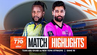 2024 Abu Dhabi T10 I Match 16 Highlights Team Abu Dhabi vs New York Strikers  Season 8 [upl. by Nedac]