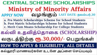 MINORITY SCHOLARSHIP  CENTRAL SCHEME  HOW TO APPLY  ELIGIBILITY  COLLEGE amp SCHOOL STUDENTS APPLY [upl. by Zetrac482]