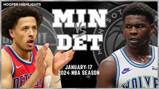 Minnesota Timberwolves vs Detroit Pistons Full Game Highlights  Jan 17  2024 NBA Season [upl. by Enoed]