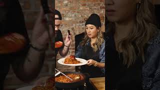 Chef Esther Choi makes the viral ASSASSINS SPAGHETTI recipe with Babish 🔥🍝💀 [upl. by Longerich]