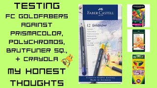 Testing Faber Castell Goldfaber Colored Pencils VS Prismacolor Polychromos Brut Squares Crayola [upl. by Leamaj]