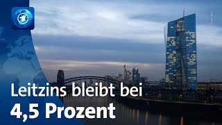 Europäische Zentralbank lässt die Leitzinsen unverändert [upl. by Mita]