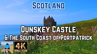 Dunskey Castle the Haunted Clifftop Castle Scotland and the South Coast of PORTPATRICK walk [upl. by Ahsenra124]