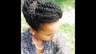 Natural Hair Updo On TwoStrandTwists shortmedium length [upl. by Hulen651]