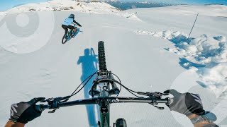 Highway 2 Heaven ❄️ MTB on snow at Les 2 Alpes bike park France [upl. by Atsylak]