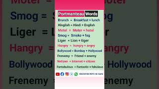 Portmanteau words  Liger Motel Brunch Hangry bollywood fantabulous words vocabulary [upl. by Inoj777]