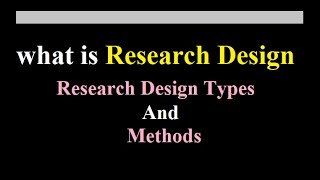 what is Research Design Research Design Types and Research Design Methods [upl. by Nohsal]