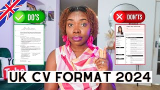 How To Write A CV In UK Format 2024  FREE UK CV Template  Checklist [upl. by Painter]