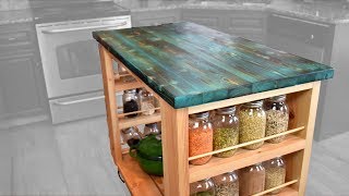 DIY Kitchen Island w Stained Shou Sugi Ban Tabletop [upl. by Ybeloc]