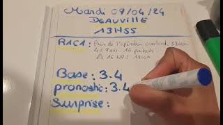 🟢PRONOSTIC PMU quinté du jour mardi 09042024 à DEAUVILLE💚💚💚 [upl. by Allerus]