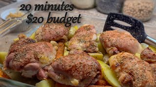 One Pan Roasted Chicken Thighs  Easy Weeknight Budget Meal [upl. by Vasileior]