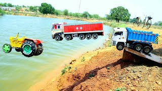 jump River  Tata Truck Mahindra Tractor Tata Dumper Swaraj Tractor Crane JCB Tipper Cartoon video [upl. by Le118]