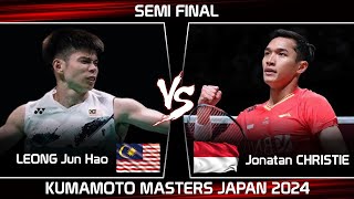 AMAZING  LEONG Jun Hao MAS vs Jonatan CHRISTIE INA  Kumamoto Masters Japan 2024 Badminton [upl. by Yerbua]