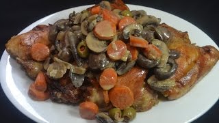 Receta de pollo con champiñones  Pollo con hongos [upl. by Aicened244]