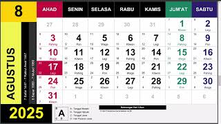 Kalender 2025 Lengkap Dengan Pasaran Jawa Weton [upl. by Hajin]