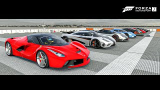 Top 25 Fastest Ferrari Supercars Cars Drag Race  Forza Motorsport 7 Stock [upl. by Assenov]