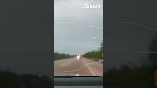 Moment car is struck by huge lightning bolt during Mississippi storm shorts ⚡️ [upl. by Heshum713]