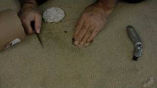 Carpet patch Carpet Repair Cookie Cutter Patch A Creative Carpet Repair Tutorial [upl. by Annoeik]