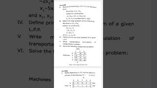 Operation Research MSc 3rd Semester Previous Year Paper 2022 mgkvp University mscmath research [upl. by Danila]