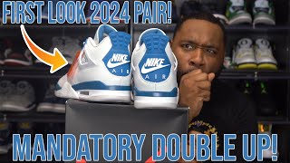 FIRST LOOK JORDAN 4 MILITARY BLUE 2024 SNEAKER REVIEW BETTER THAN JORDAN 4 BRED REIMAGINED [upl. by Nylodnarb383]