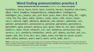 4 Word Ending consonants pronunciation practice Parts 1 amp 2 [upl. by Bathsheb]