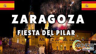 ZARAGOZA FIESTAS DEL PILARES  WALKING TOUR 4K SPAIN 06 Octubre 2024  2230pm [upl. by Boot]