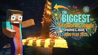 Minecraft  Happy New Year 2022 BIGGEST FIREWORK TOWER [upl. by Emarie]