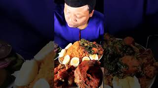 ASMR EATING NO TALKING SPICY JOLLOF RICE NIGERIAN CHICKEN CURRYENOKI MUSHROOM FOOD CHALLENGE [upl. by Andromeda]